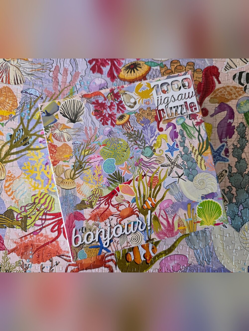Bonjour! 1000-piece Sea Life STICKERS Jigsaw Puzzle